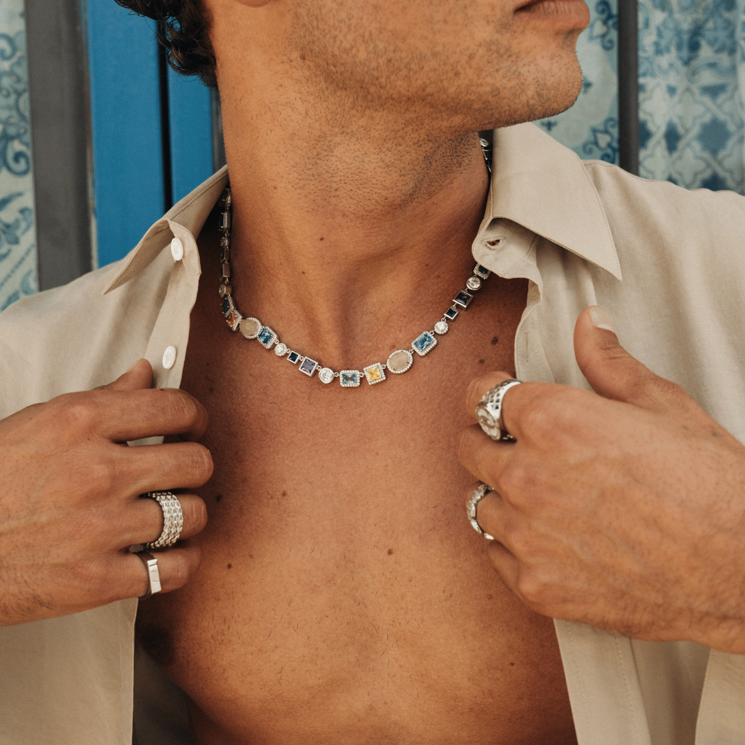 Saphir-Edelsteinkette (Silber)