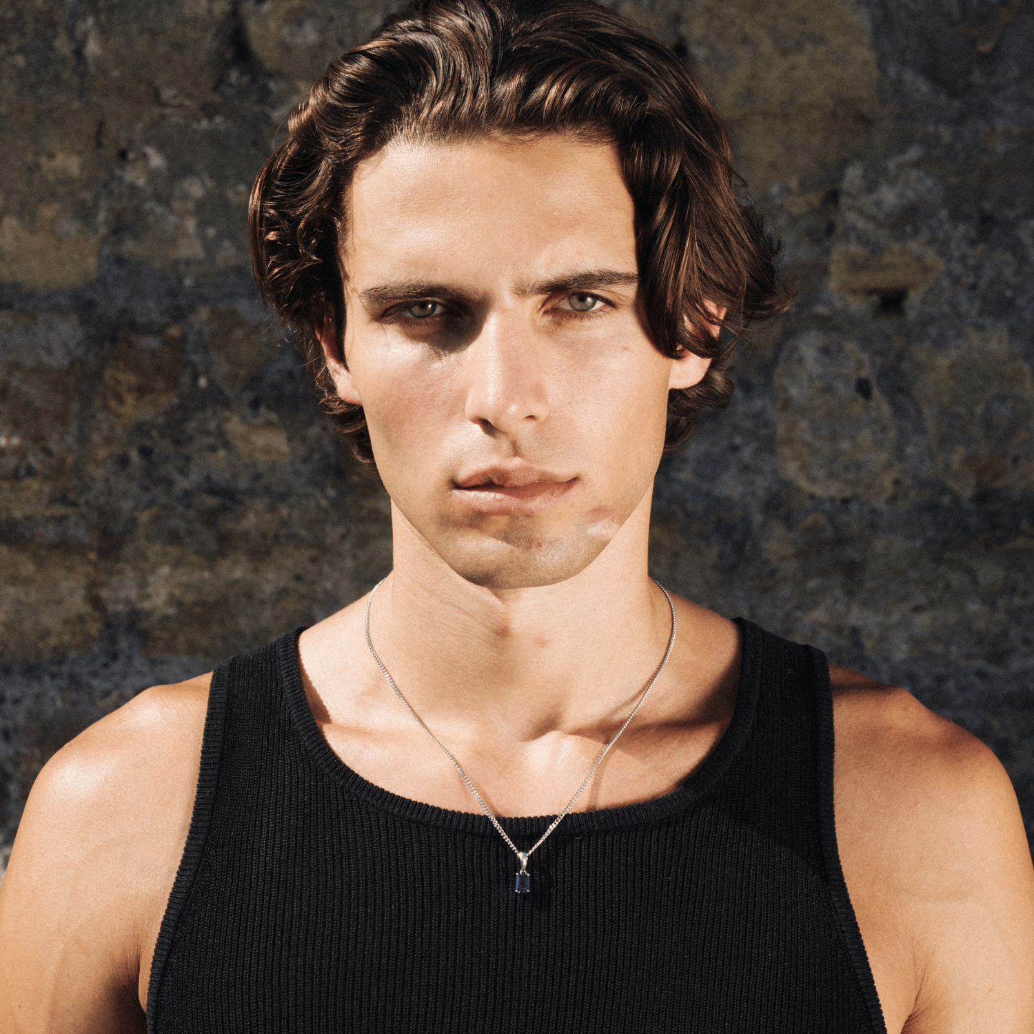 Pendentif en pierre saphir (argent)