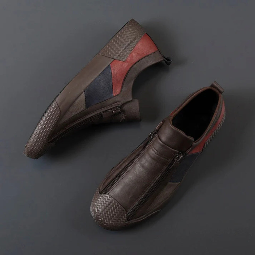 Constantino Panelled Leather Slip-Ons