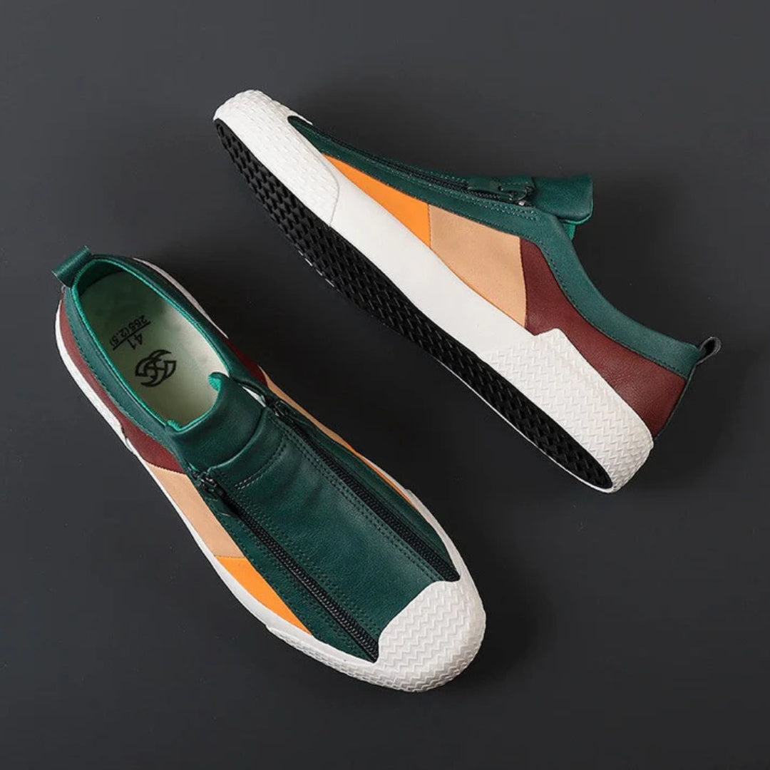 Constantino Panelled Leather Slip-Ons