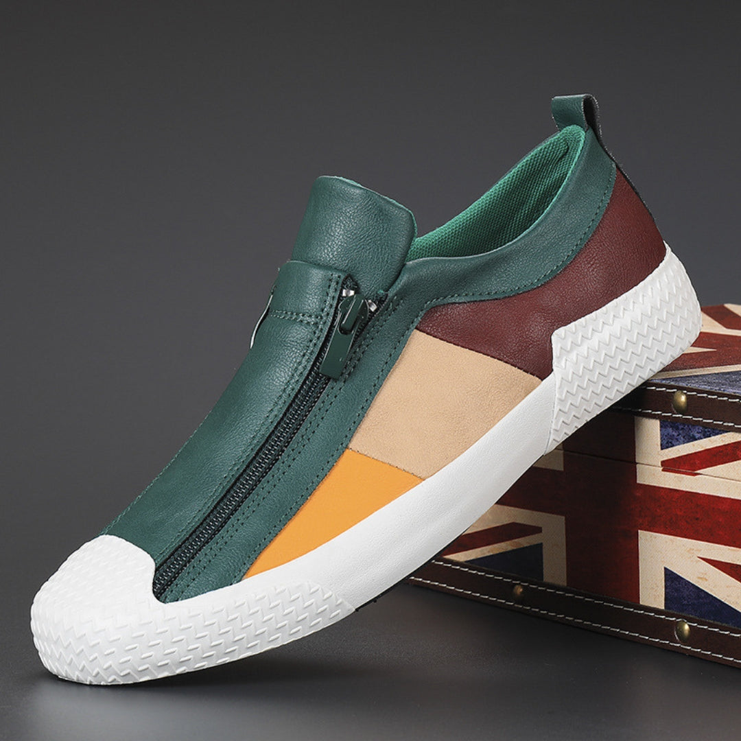 Constantino Panelled Leather Slip-Ons