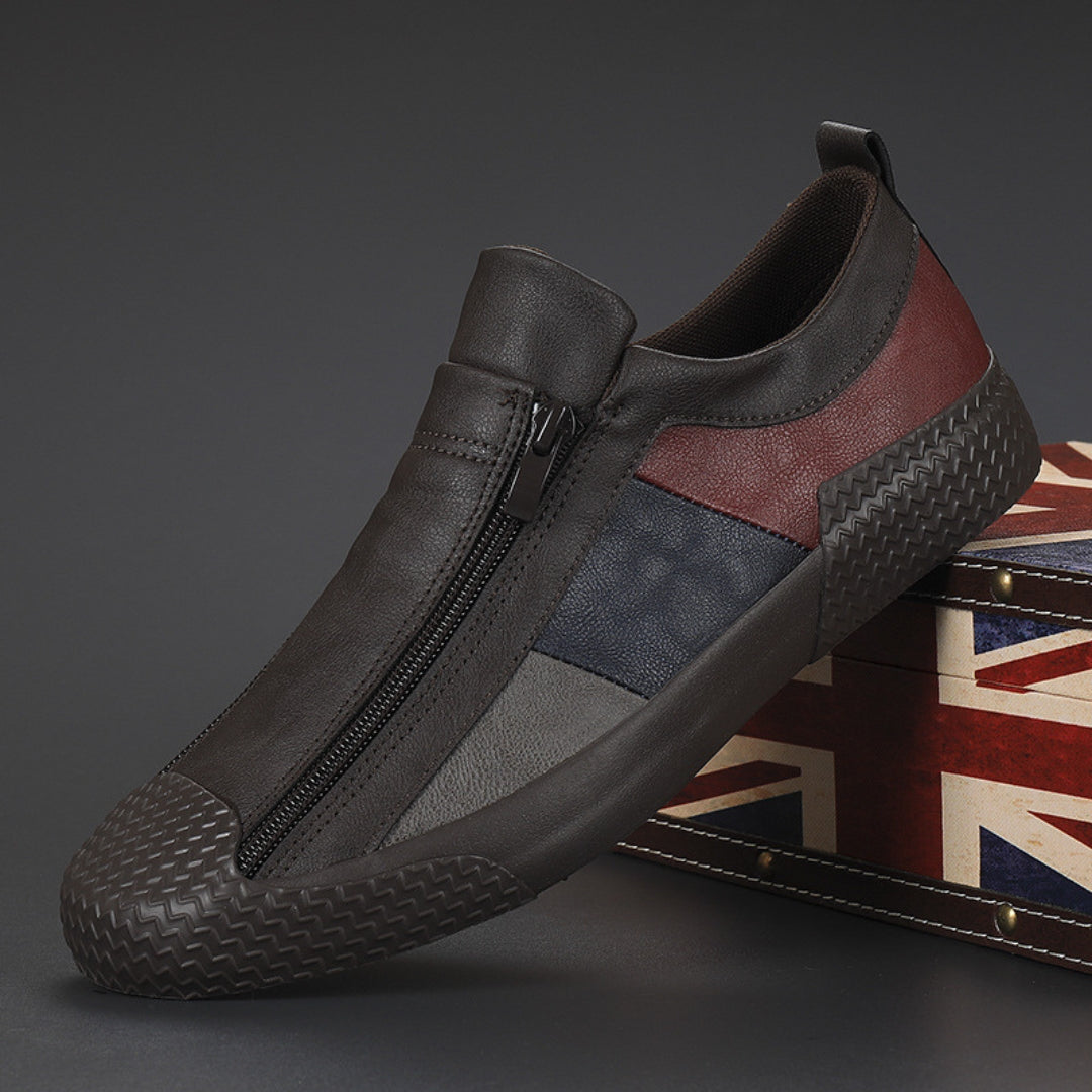 Constantino Panelled Leather Slip-Ons