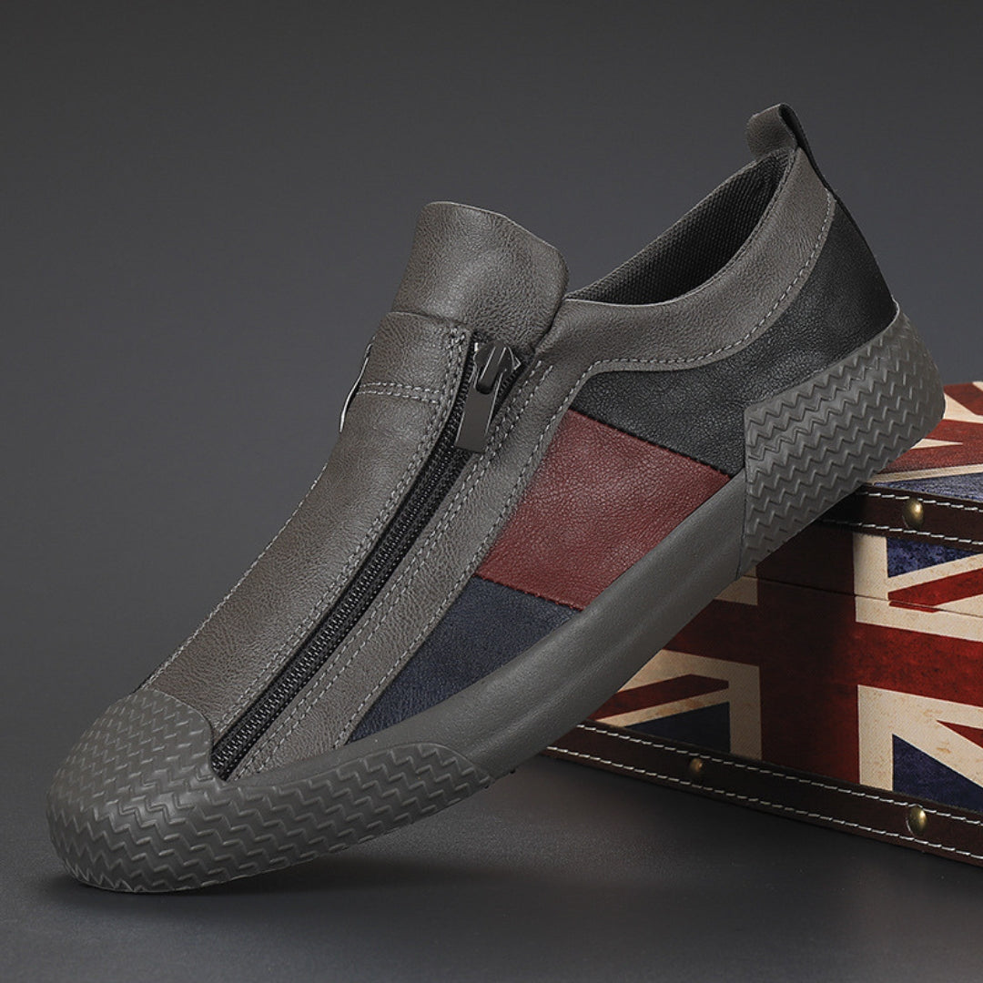 Constantino Panelled Leather Slip-Ons