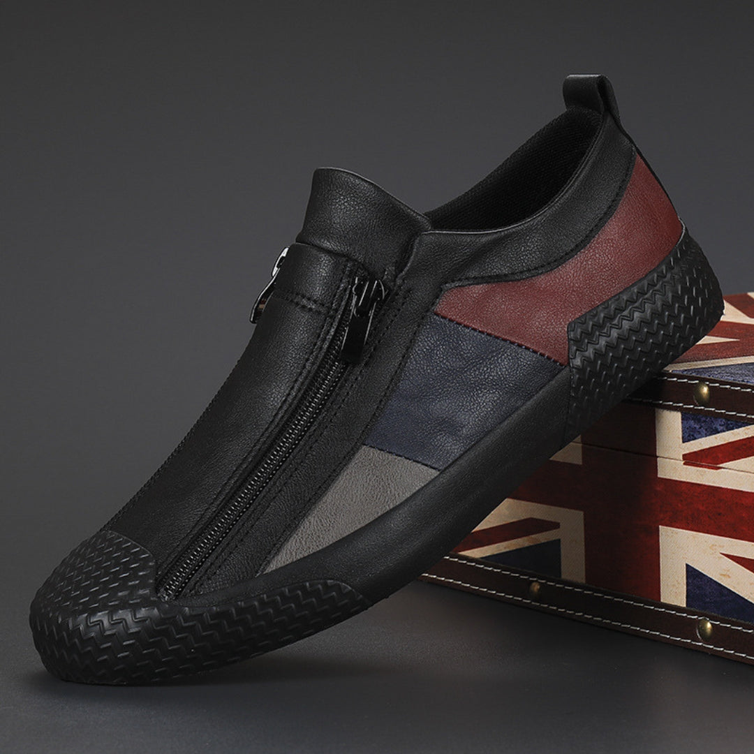 Constantino Panelled Leather Slip-Ons