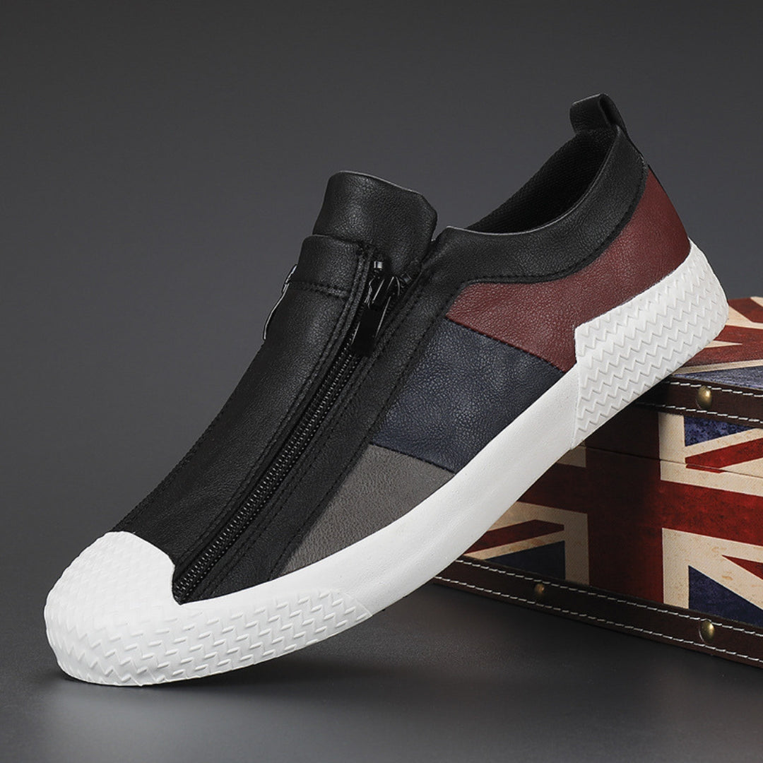 Constantino Panelled Leather Slip-Ons