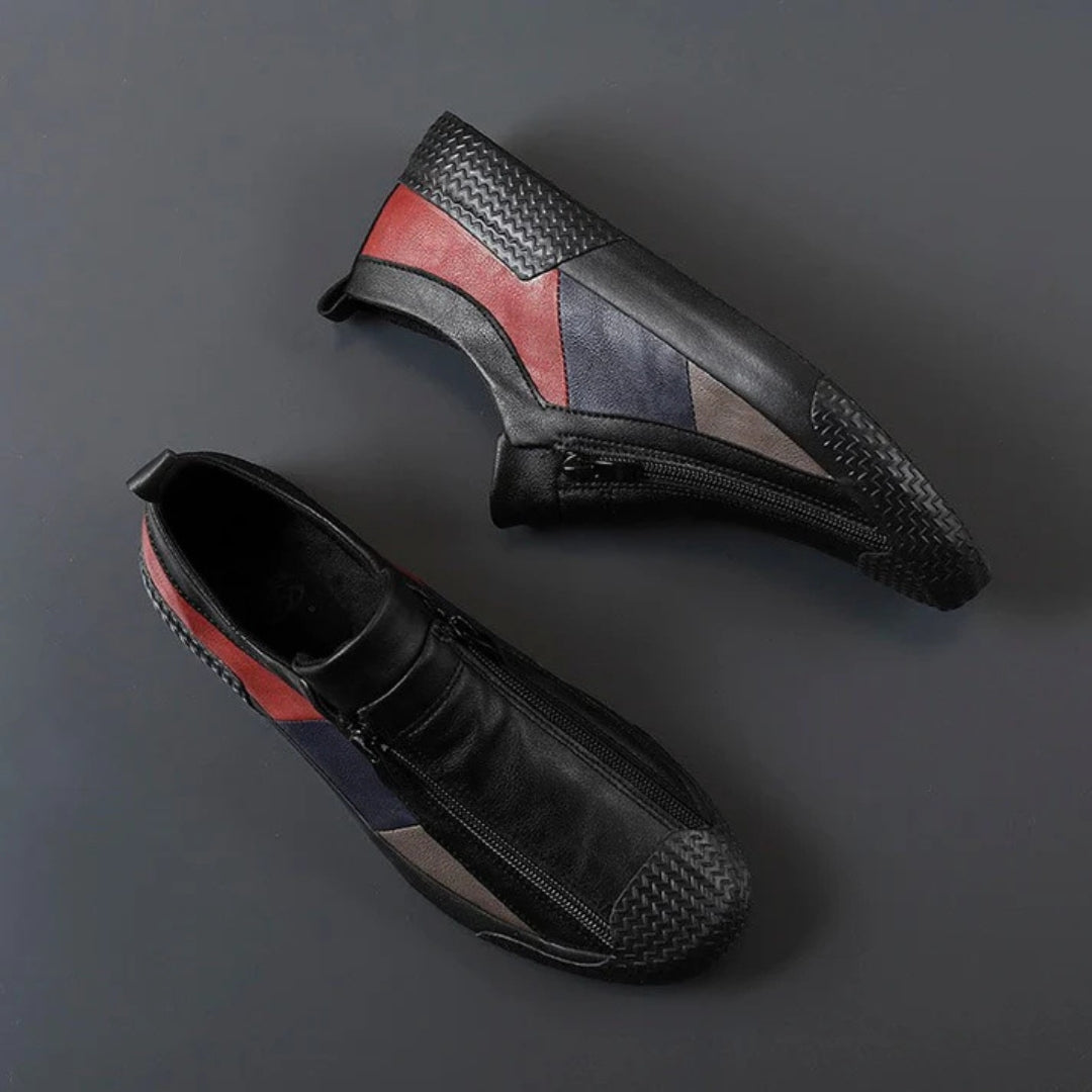 Constantino Panelled Leather Slip-Ons