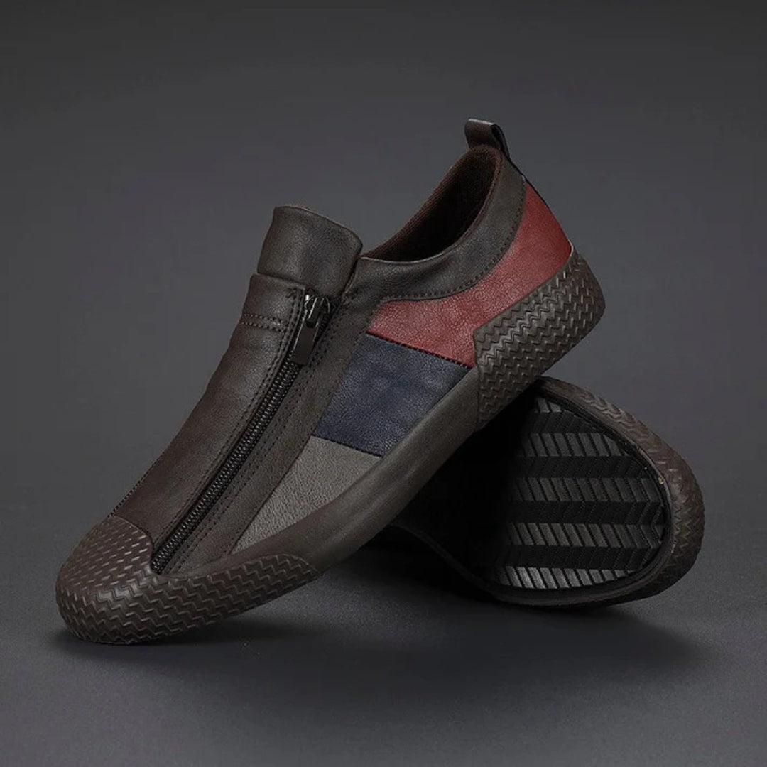 Constantino Panelled Leather Slip-Ons