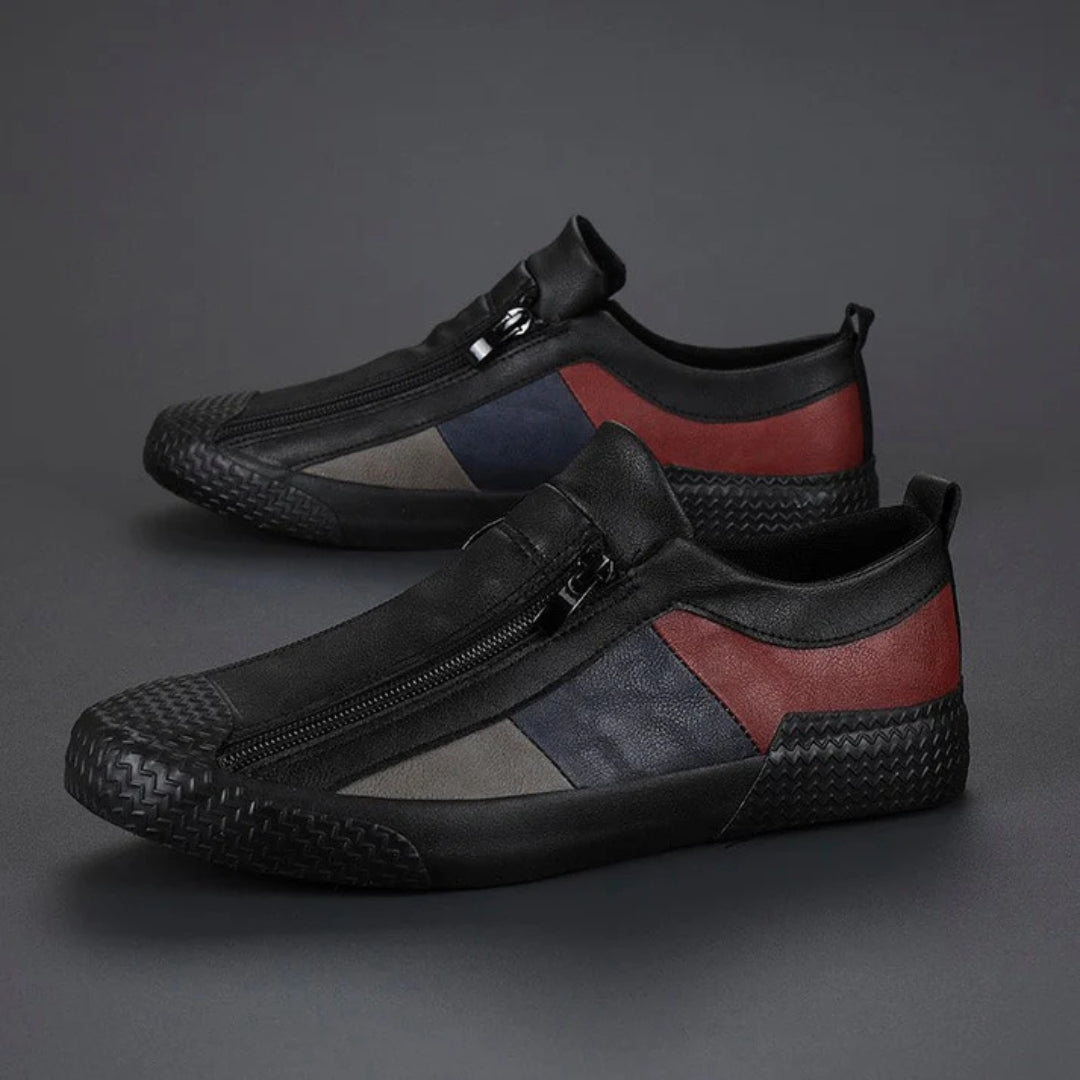 Constantino Panelled Leather Slip-Ons