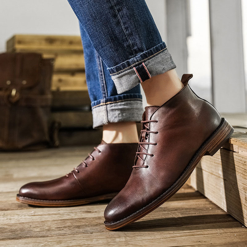 Enzo Leather Lace-Up Boots