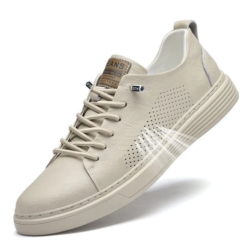 Chaussures décontractées à lacets en cuir véritable pour hommes 