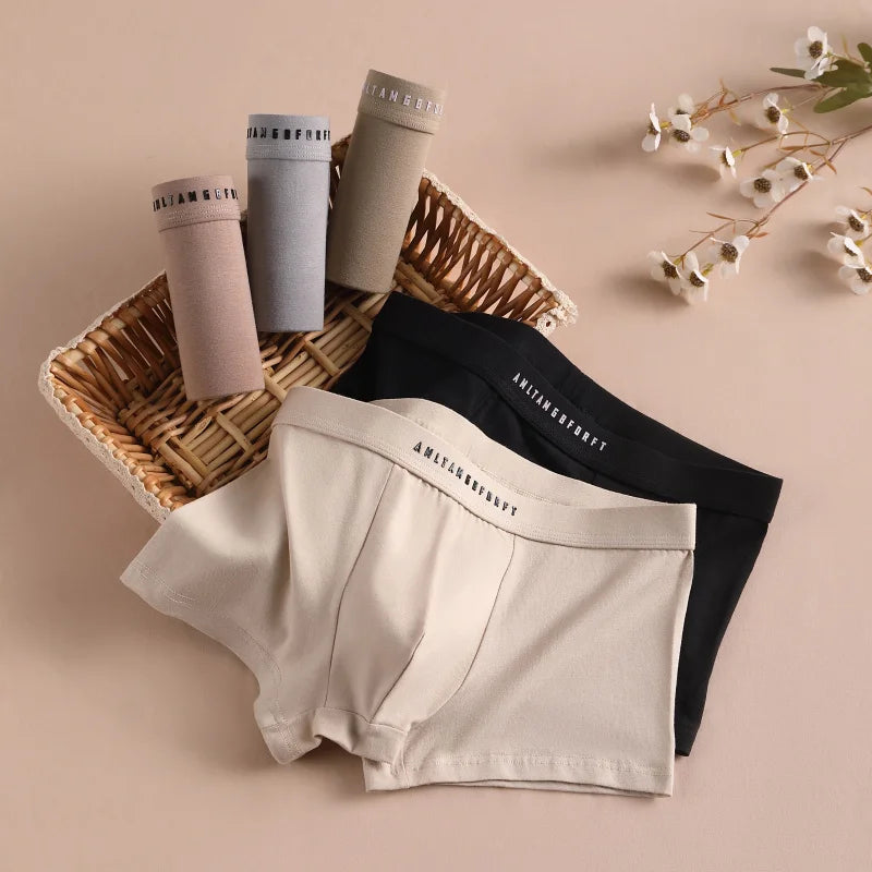 Men’s Cotton Boxer Shorts with Letter Print