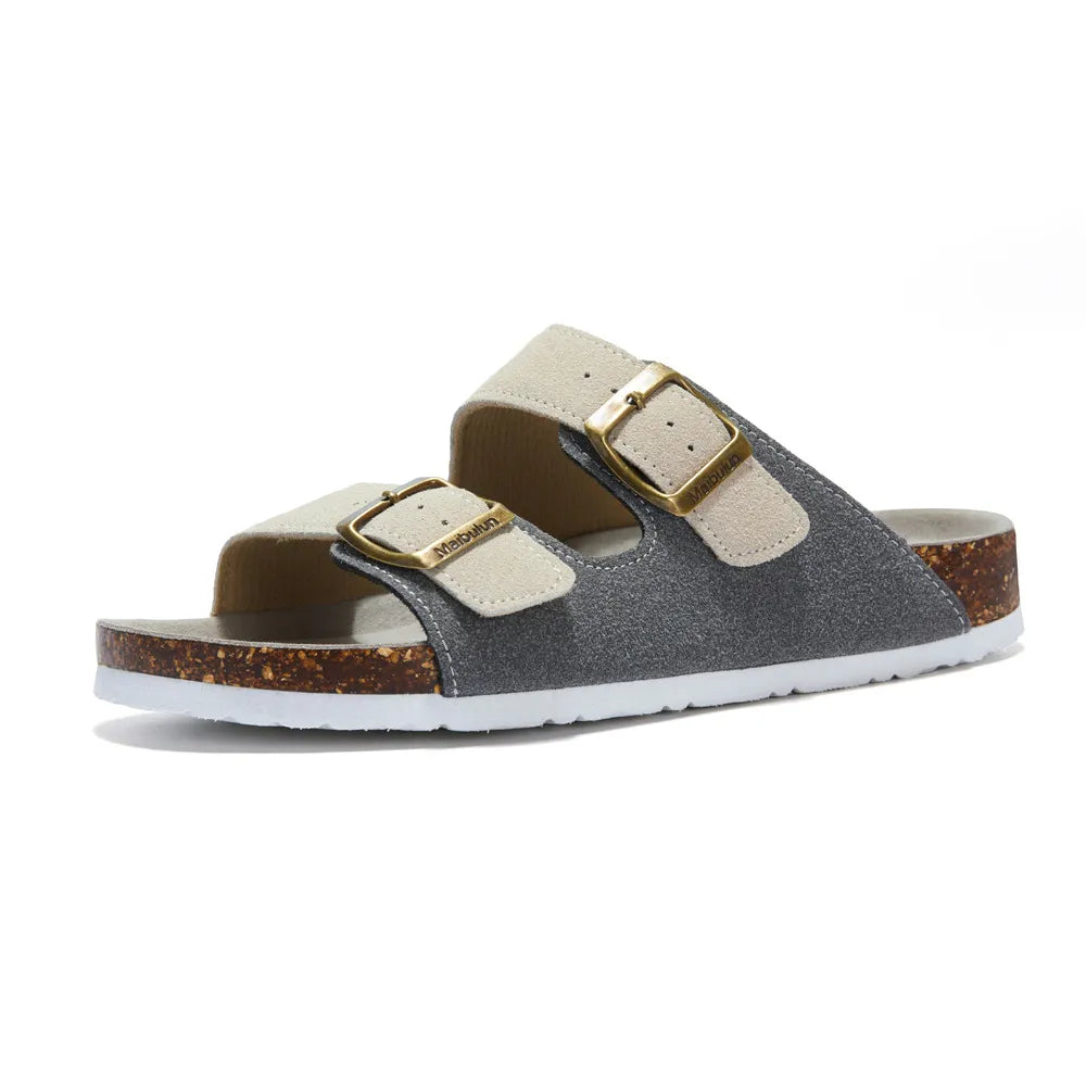 Maibulun Suede Sandal - Gray with Cream