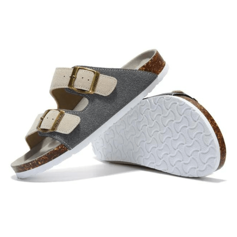 Maibulun Suede Sandal - Gray with Cream