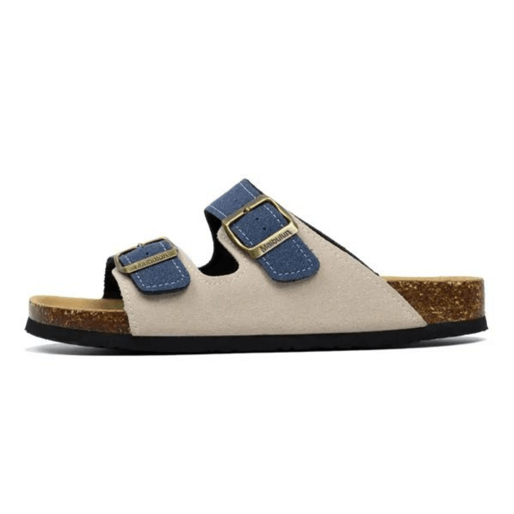 Maibulun Suede Sandal - Cream and Blue