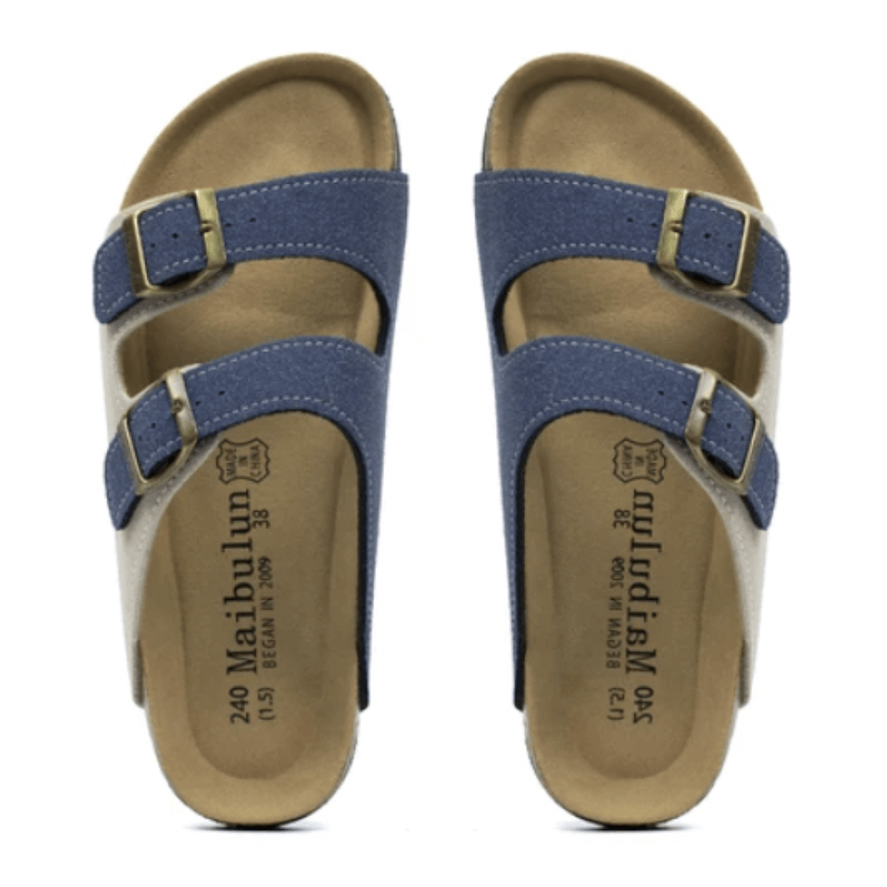 Maibulun Suede Sandal - Cream and Blue