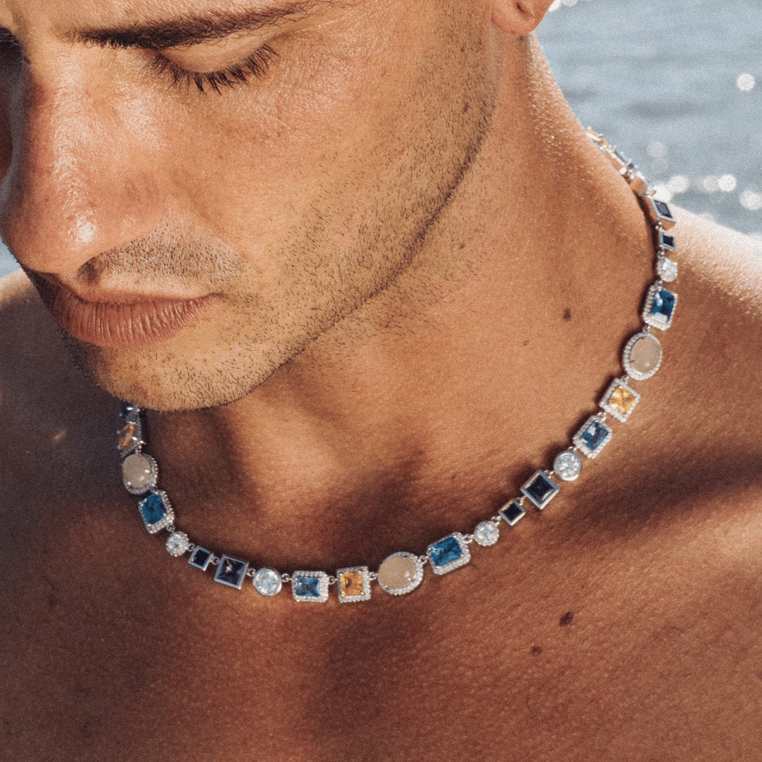 Sapphire Gemstone Necklace (Silver)